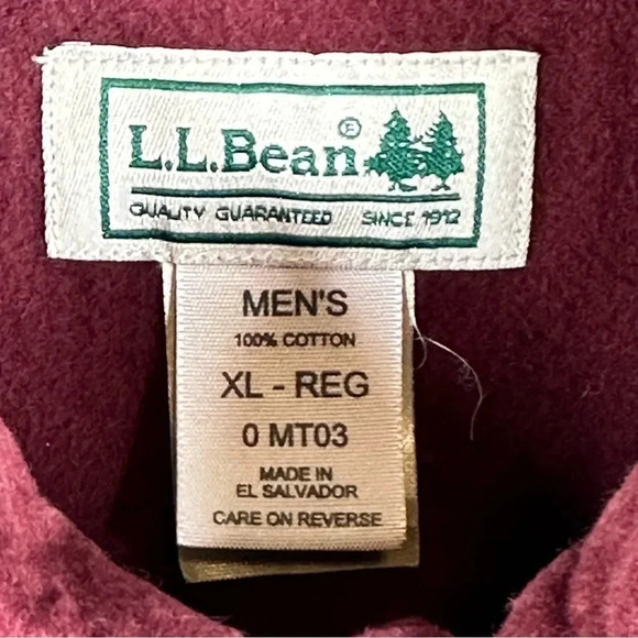 LL Bean Burgundy Heavy Weight Men's Chamois Shirt, Traditional‎ Fit XLR - Picture 5 of 7